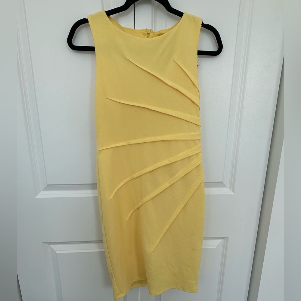 Yellow Spring Sleeveless Dress with Unique Design Semi formal Dress